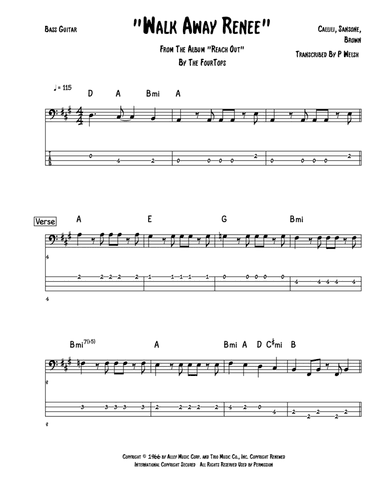 Walk Away Renee (arr. Accubass)