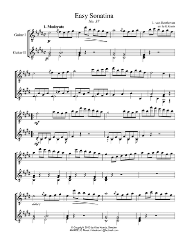 Easy Sonatina No. 37 for guitar duo (arr. K. Krantz)
