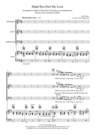 Make You Feel My Love (arr. Knut Olav Rygnestad)