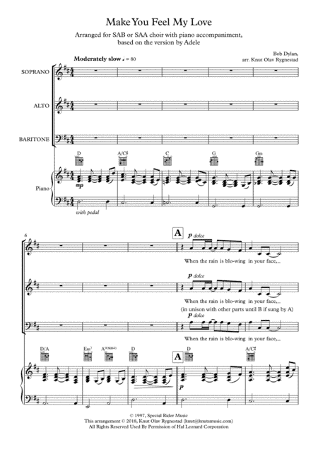 Make You Feel My Love (arr. Knut Olav Rygnestad)