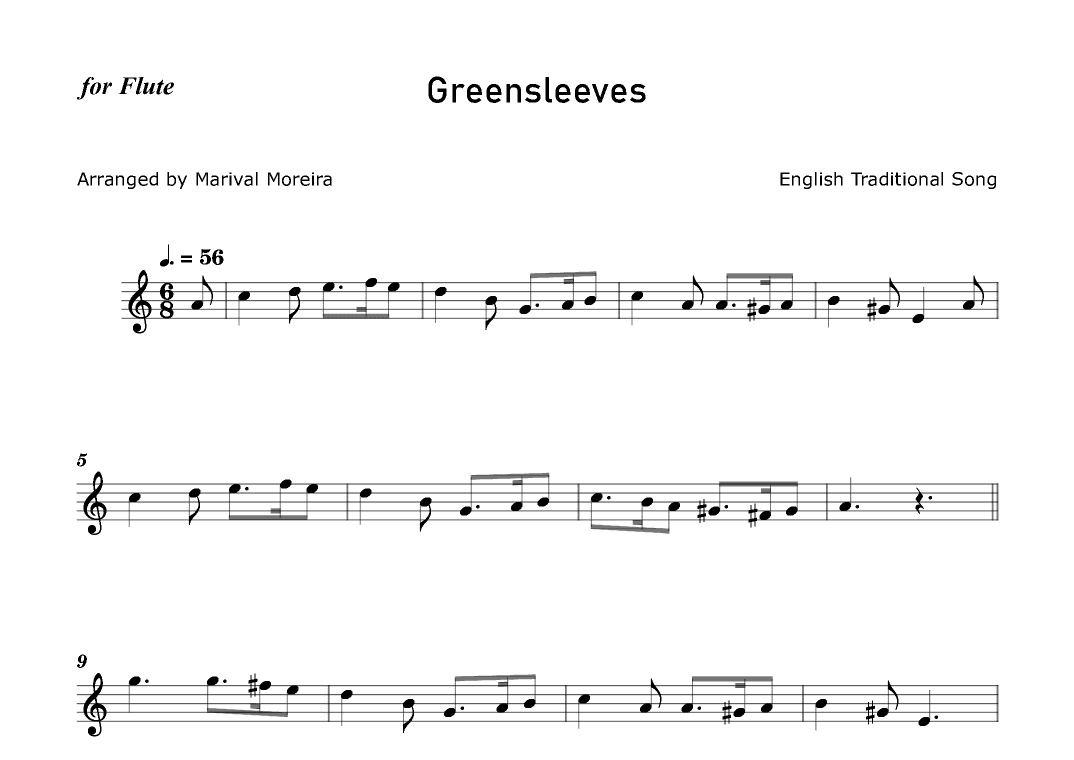 Greensleeves - Flute solo (arr. Marival Moreira)