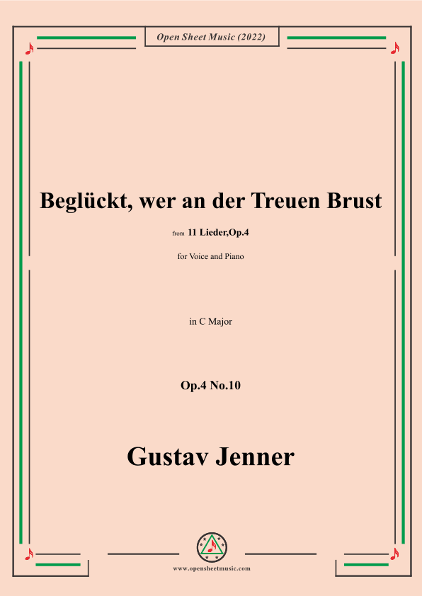 Jenner-Beglückt,wer an der Treuen Brust,in C Major,Op.4 No.10 (arr. OSM Press)