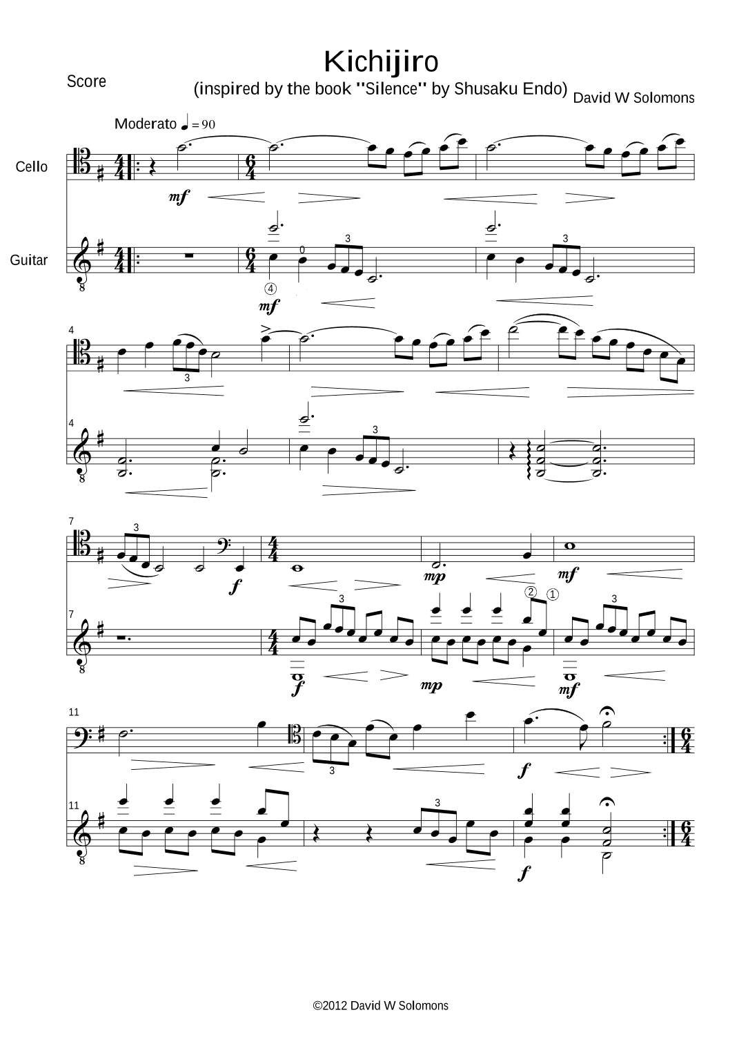 Kichijiro for cello and guitar