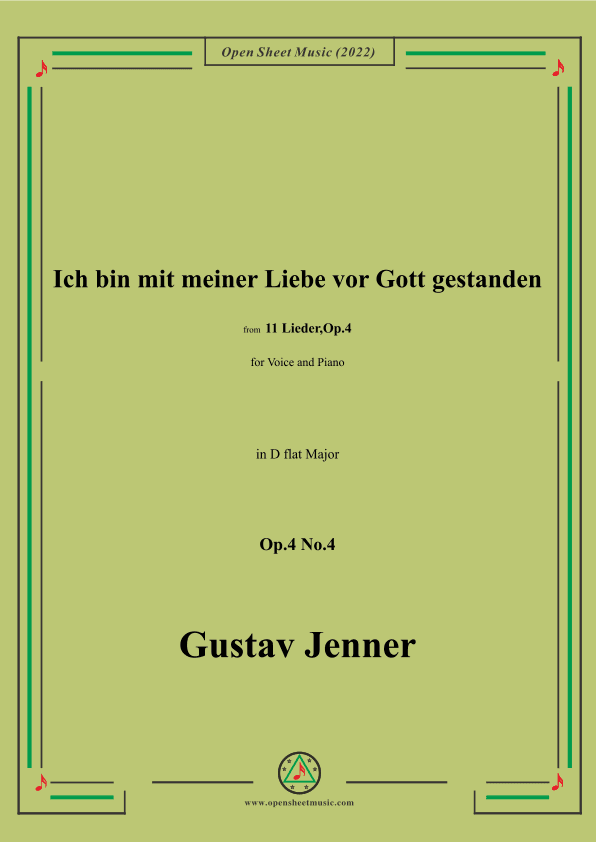 Jenner-Ich bin mit meiner Liebe vor Gott gestanden,in D flat Major,Op.4 No.4 (arr. OSM Press)