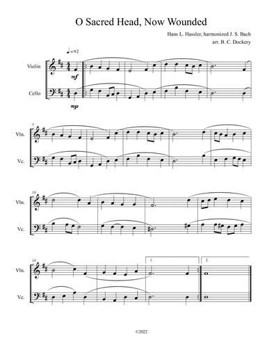 O Sacred Head, Now Wounded (Violin and Cello Duet) (arr. B. C. Dockery)