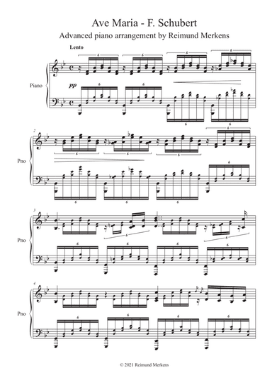 Ave Maria by Franz Schubert - Advanced transcription for Piano (arr. Reimund Merkens)