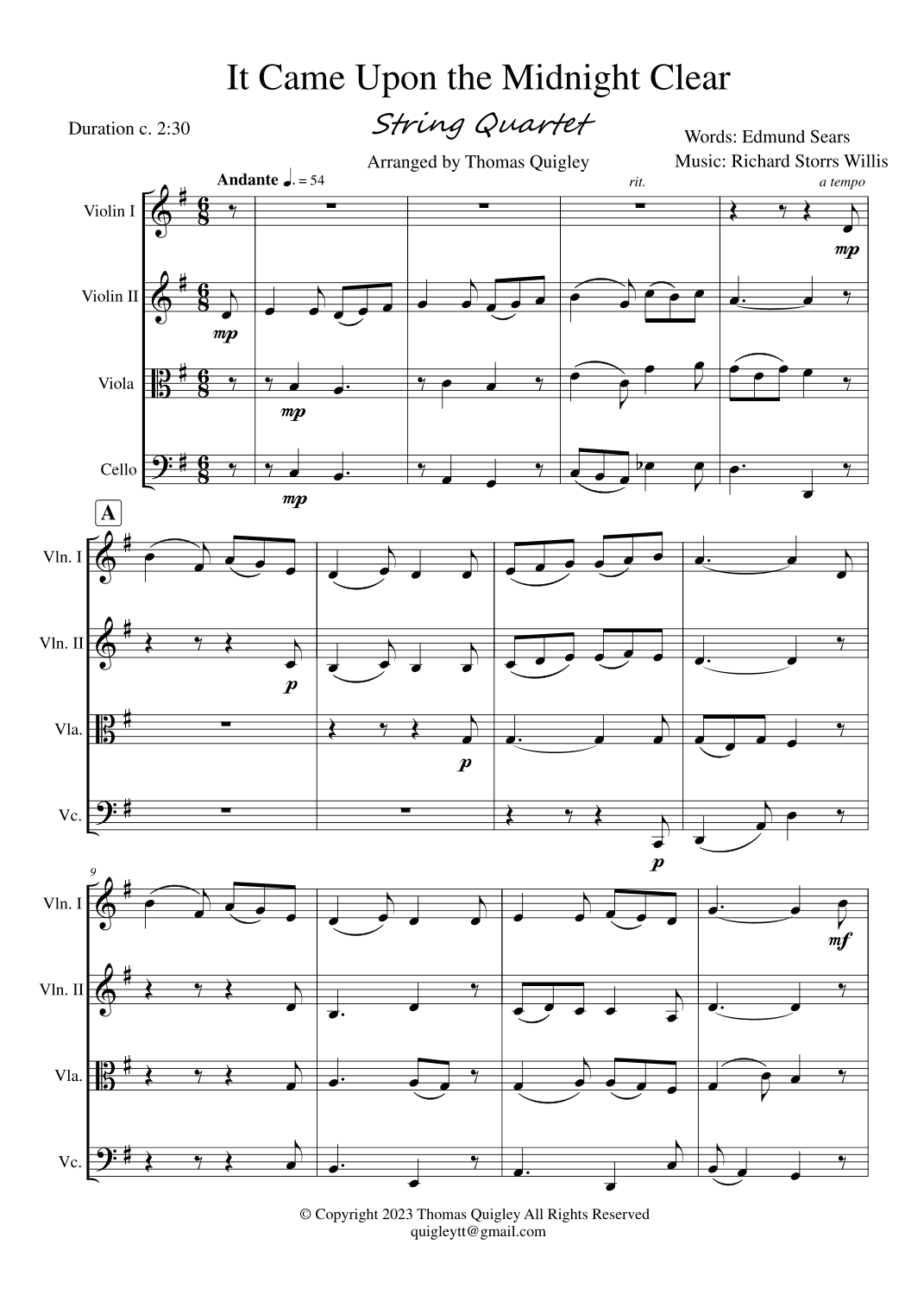 It Came Upon the Midnight Clear (arr. Thomas Quigley)