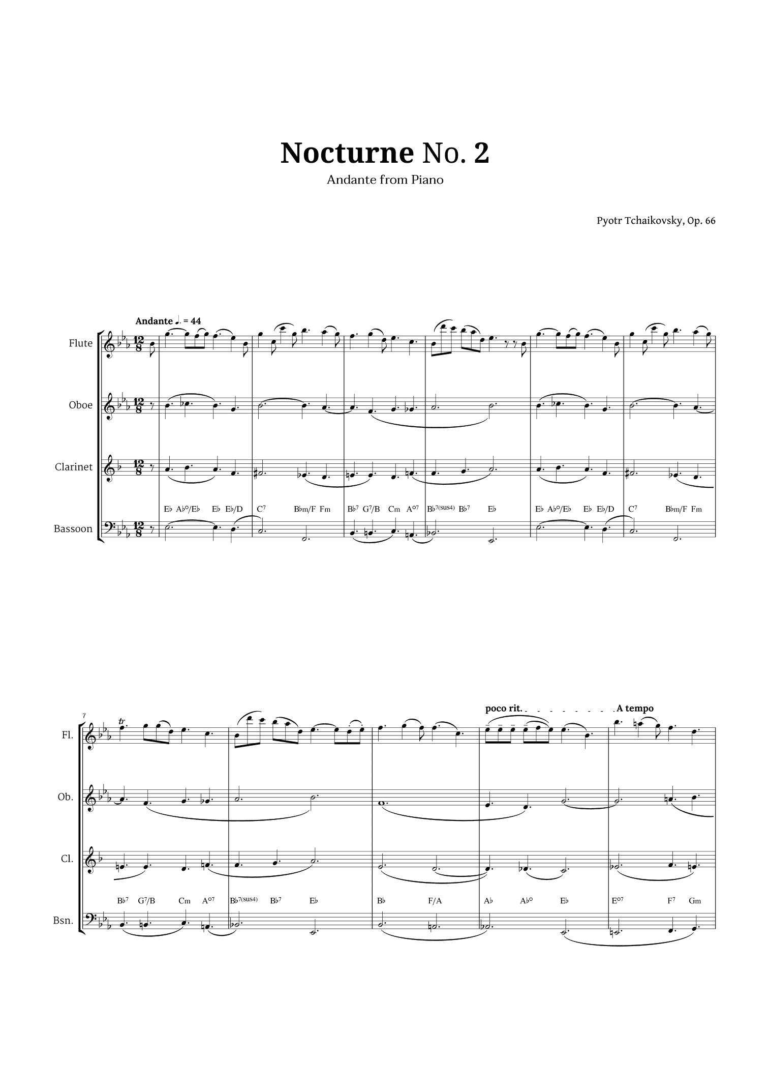 Nocturne by Chopin for Woodwind Quartet (arr. Langanho)