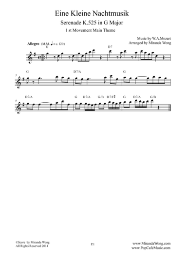 Eine Kleine Nachtmusik (From Serenade K.525) in G - Lead Sheet (arr. Miranda Wong)