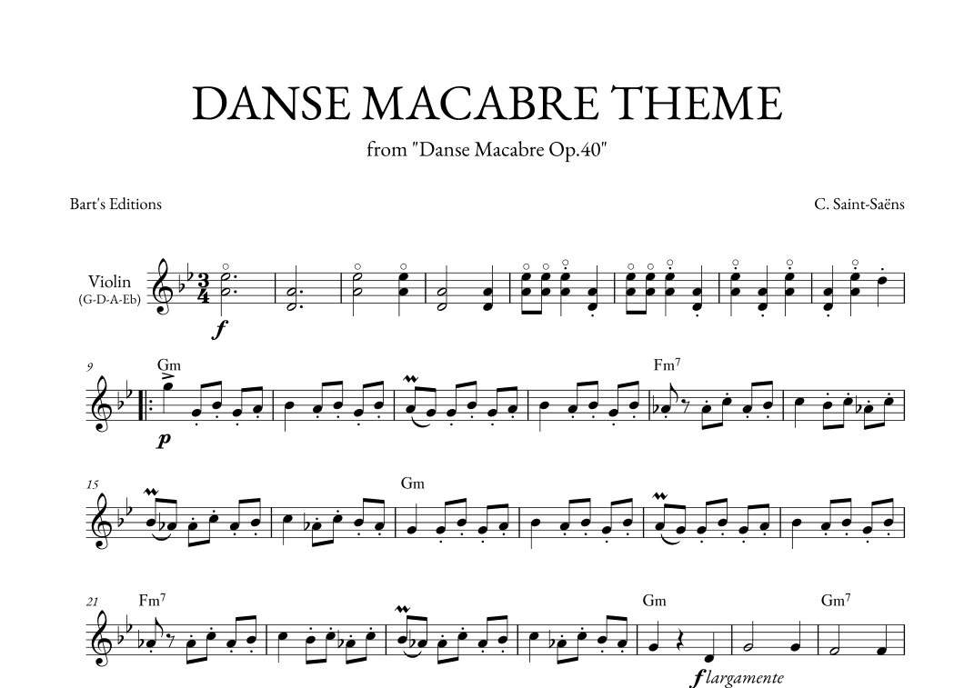 Danse Macabre Theme (for Violin) (arr. Bart's Editions)