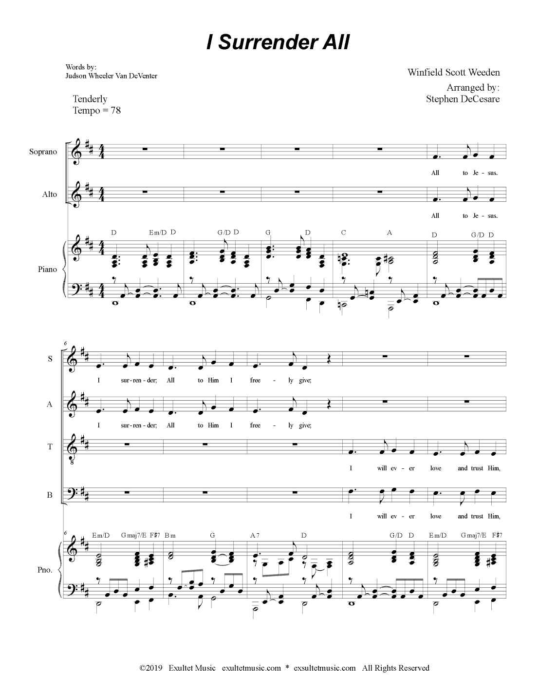 I Surrender All (SATB) (arr. Stephen DeCesare)