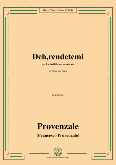 Provenzale-Deh,rendetemi,in d minor,for Voice and Pinao (arr. MSM)