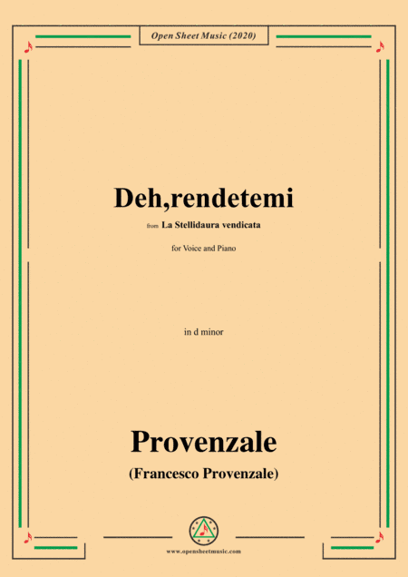 Provenzale-Deh,rendetemi,in d minor,for Voice and Pinao (arr. MSM)