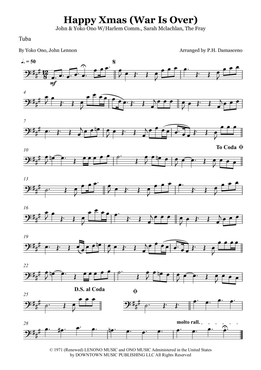 Happy Xmas (war Is Over) (arr. P.H. Damasceno)