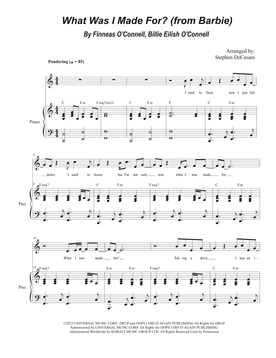 What Was I Made For? (arr. Stephen DeCesare)