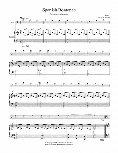 Spanish Romance, Romanza for cello and piano (arr. K. Krantz)