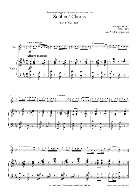 Soldiers Chorus from Carmen - Flute and Piano (arr. Anne L Christopherson GRSM ARCM)