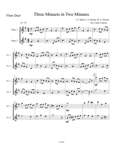 Three Minuets in Two Minutes (Flute duet) (arr. Clark Cothern)