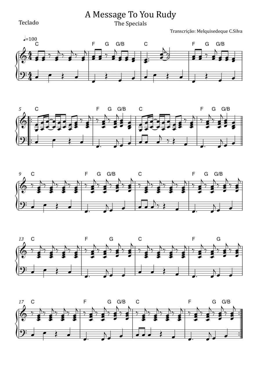 A Message To You Rudy (arr. Melquisedeque C.Silva)