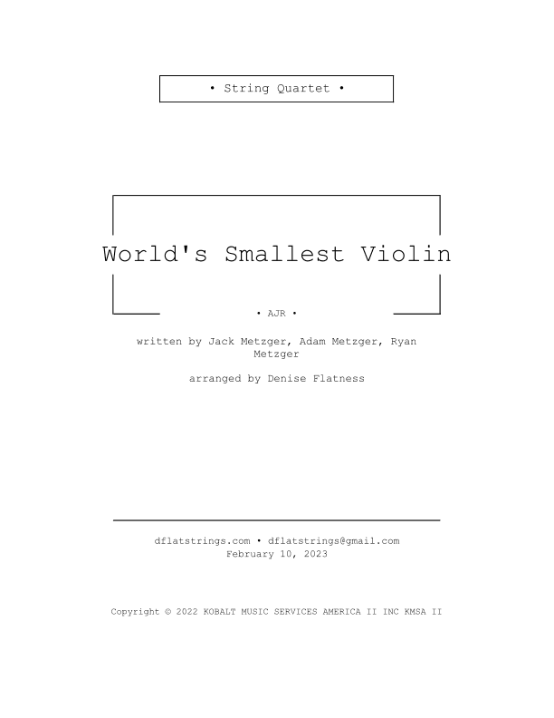 World S Smallest Violin (arr. Denise Flatness)