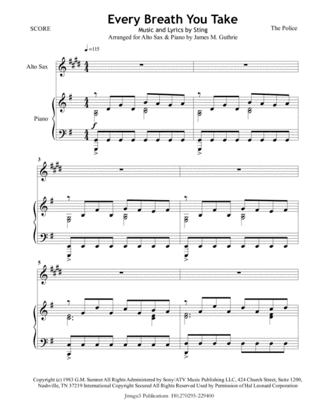 Every Breath You Take (arr. James M. Guthrie, ASCAP)