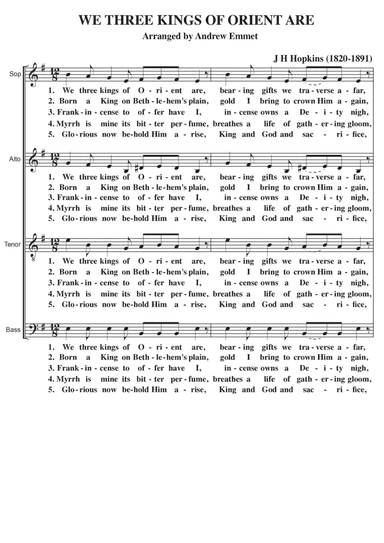 We Three Kings Of Orient Are A Cappella SATB (arr. Andrew Emmet)
