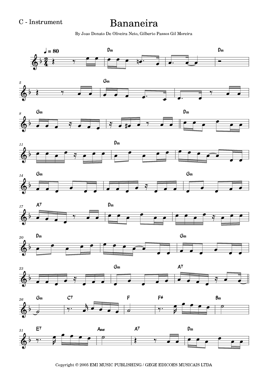 Bananeira (arr. Fabio Eduardo de Oliveira)