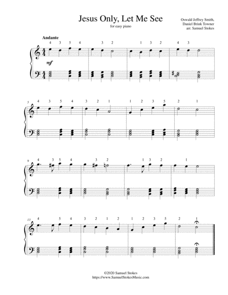 Jesus Only, Let Me See - for easy piano (arr. Samuel Stokes)