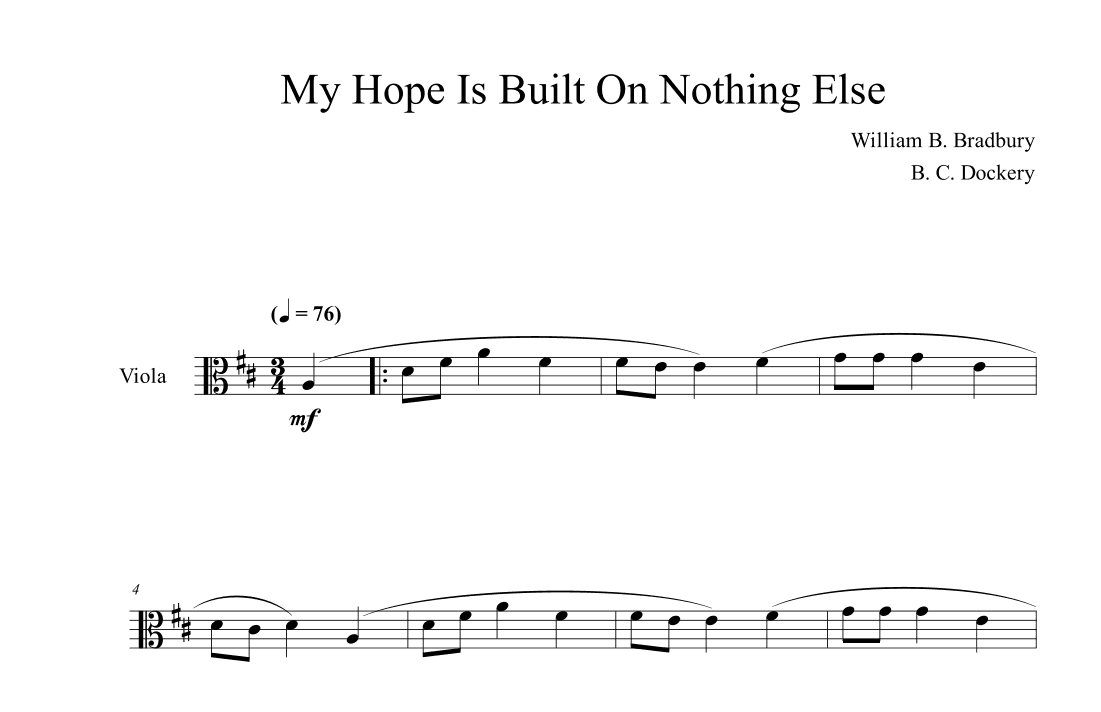 My Hope is Built on Nothing Less (Viola Solo) (arr. B. C. Dockery)