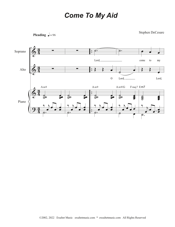 Come To My Aid (Duet for Soprano and Alto solo)
