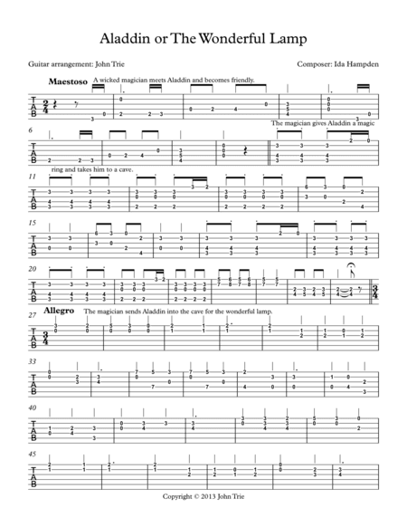 Aladdin or The Wonderful Lamp (arr. John Trie)