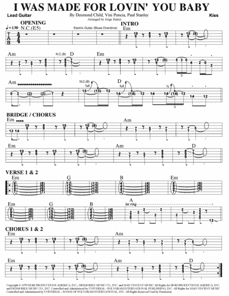 I Was Made For Lovin' You (arr. Jorge Juárez)
