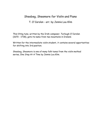 Sheebeg, Sheemore for Violin and Piano (arr. Jennie Lou Klim)