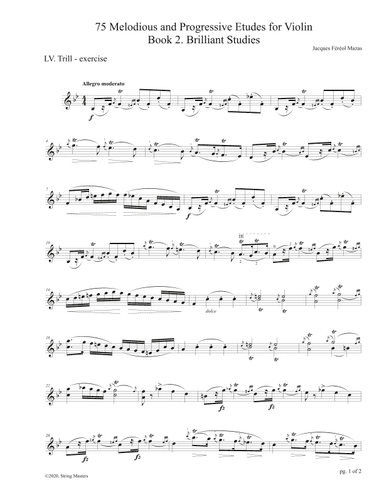 Mazas 75 Melodious & Progressive Etudes for Violin Book 2, No. 55 (arr. String Masters)