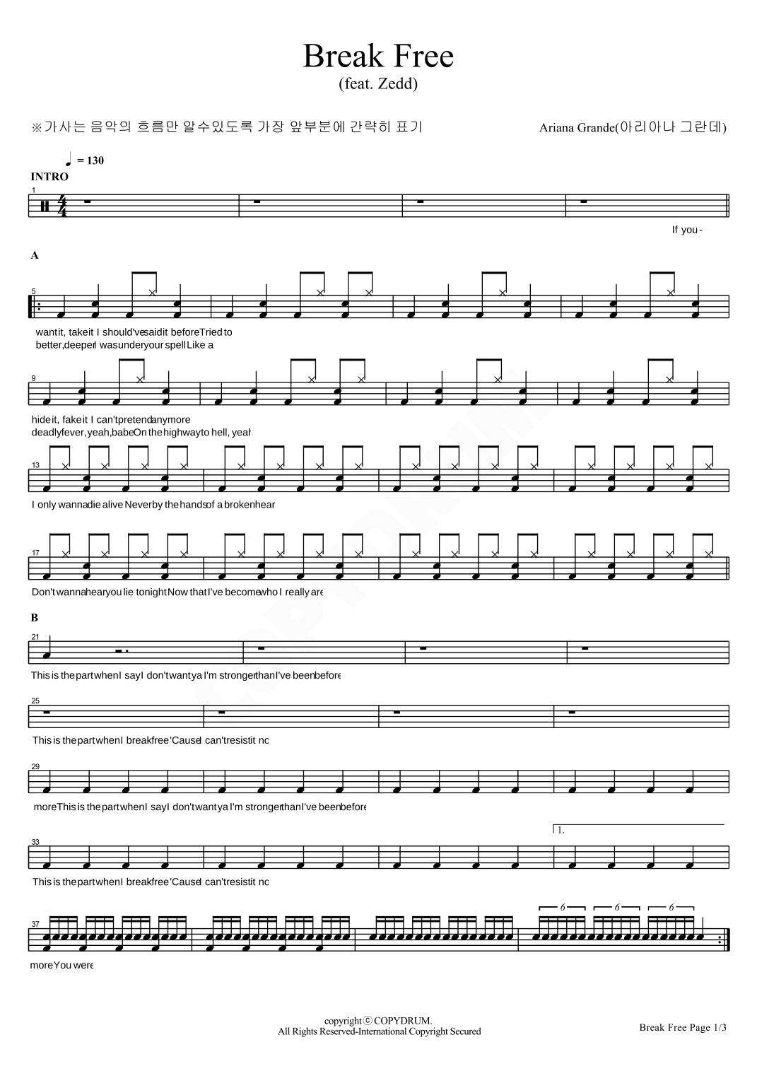 Break Free (arr. COPYDRUM)