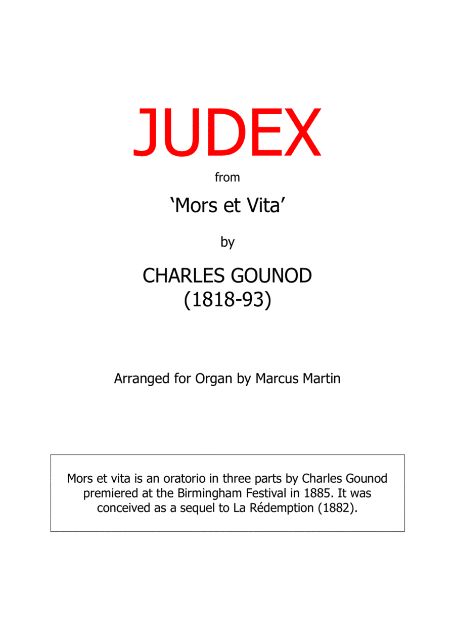 'Judex' from 'Mors et Vita' for Organ (arr. Marcus Martin)