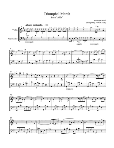 Verdi Triumphal March from Aida for violin & cello duet (arr. Marion Maby)