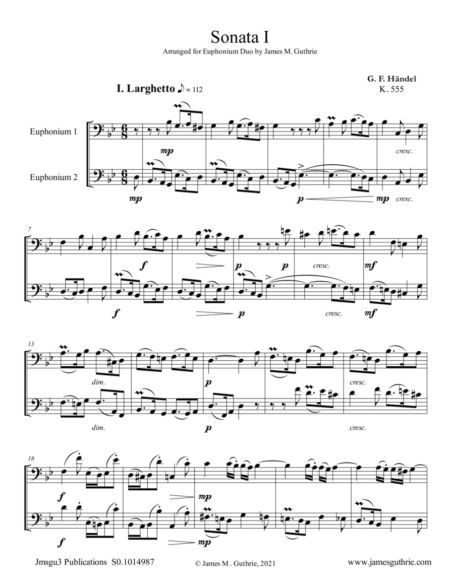 Handel: Sonata No. 1 for Euphonium Duo (arr. James M. Guthrie)