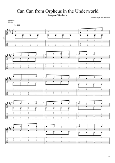 Can Can by Jacques Offenbach (Galop Infernal from Orpheus in the Underworld) (Solo Fingerstyle Guita (arr. Chris Richter)