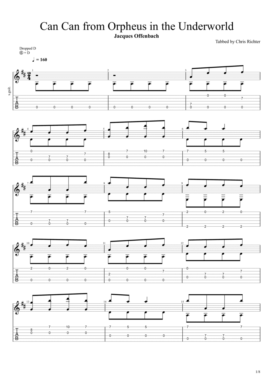 Can Can by Jacques Offenbach (Galop Infernal from Orpheus in the Underworld) (Solo Fingerstyle Guita (arr. Chris Richter)
