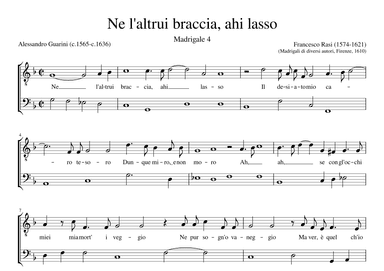Ne l'altrui braccia, ahi lasso (arr. Early Music Scores)