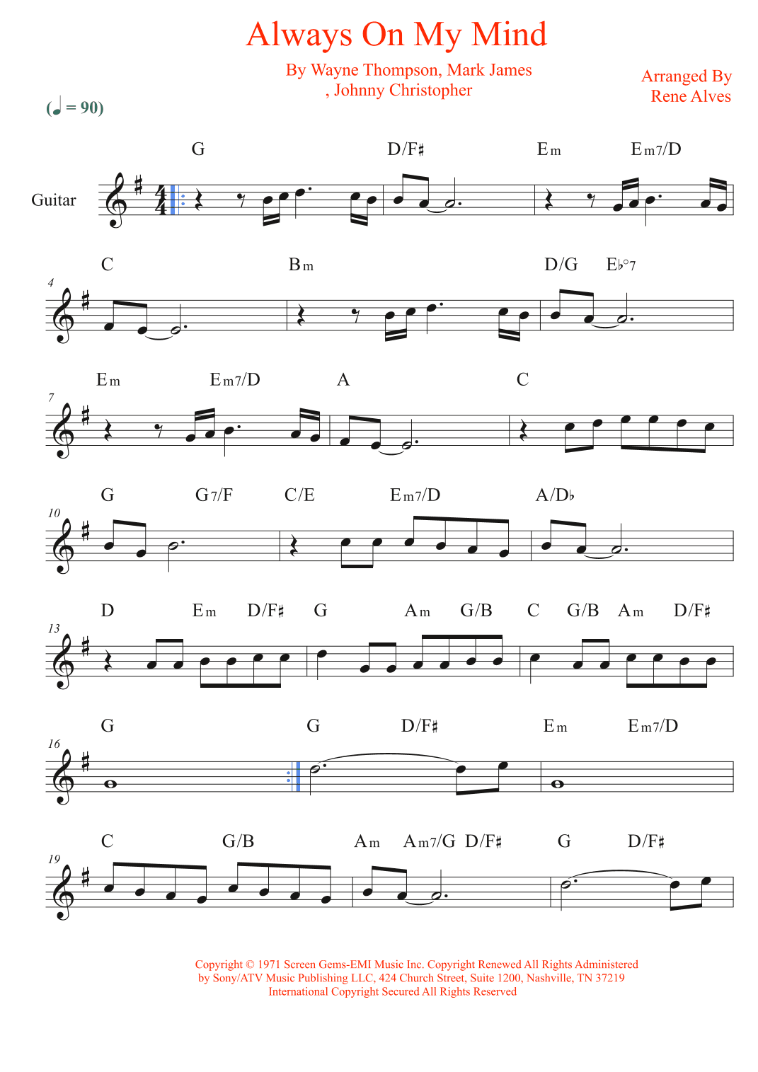 Always On My Mind (arr. Rene Alves)