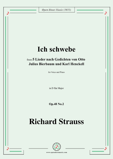 Richard Strauss-Ich schwebe,in D flat Major (arr. OSM Press)