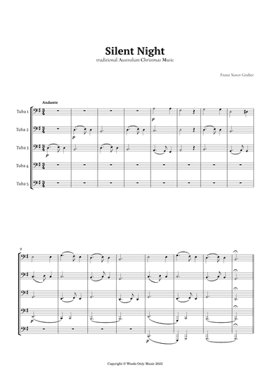 Silent Night by Franz Gruber for Tuba Quintet (arr. Ander)