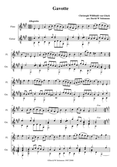 Gavotte in A major for flute and guitar (arr. David Warin Solomons)