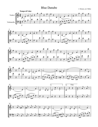 2 Strauss Waltzes for Violin & Cello Duet (arr. Marion Maby)