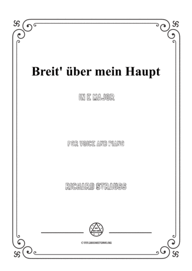 Richard Strauss-Breit' über mein Haupt in E Major,for Voice and Piano (arr. MSM)