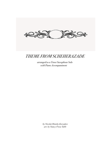 Scheherazade (Movement III) for Tenor Saxophone with Piano (arr. Nancy Frese Tabb)
