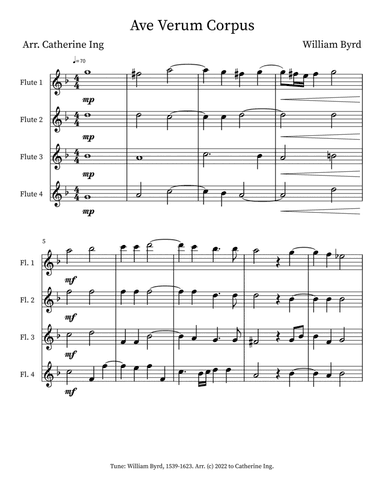 Ave Verum Corpus - Flute Quartet (arr. Catherine Ing)