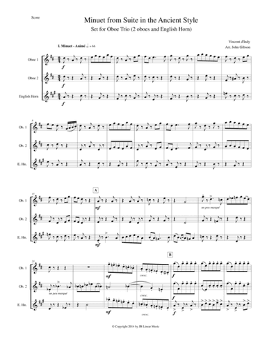 Minuet from Suite in Ancient Style for Oboe Trio (2 oboes and English Horn) (arr. John Gibson)